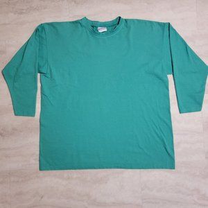 Vintage Decosport Green Long Sleeved Black T-Shirt One Size 50/50 Made in USA